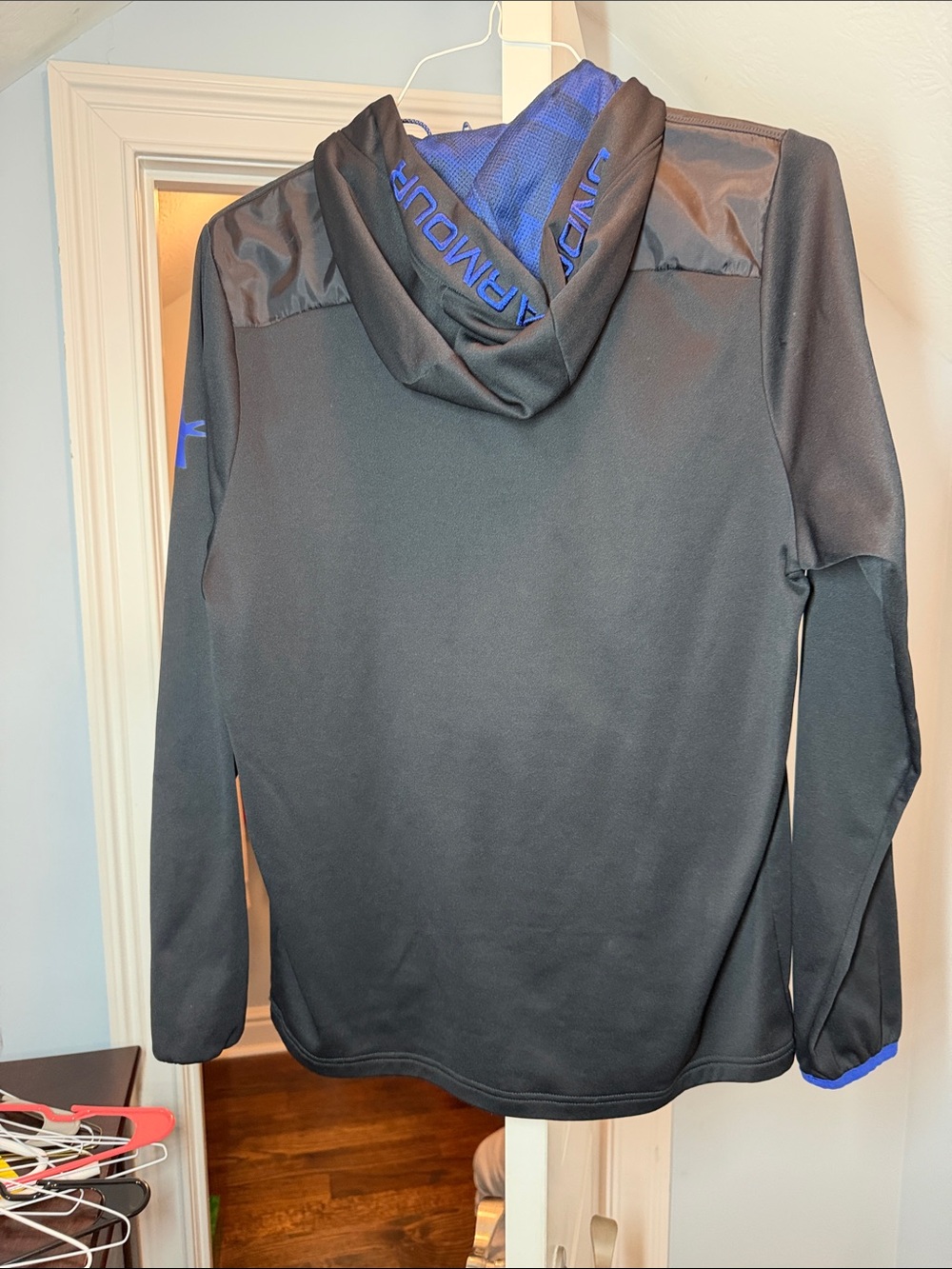 Under Armour Black Pullover with Blue Trim - Picture 2 of 3